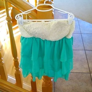 mint green strapless lace top